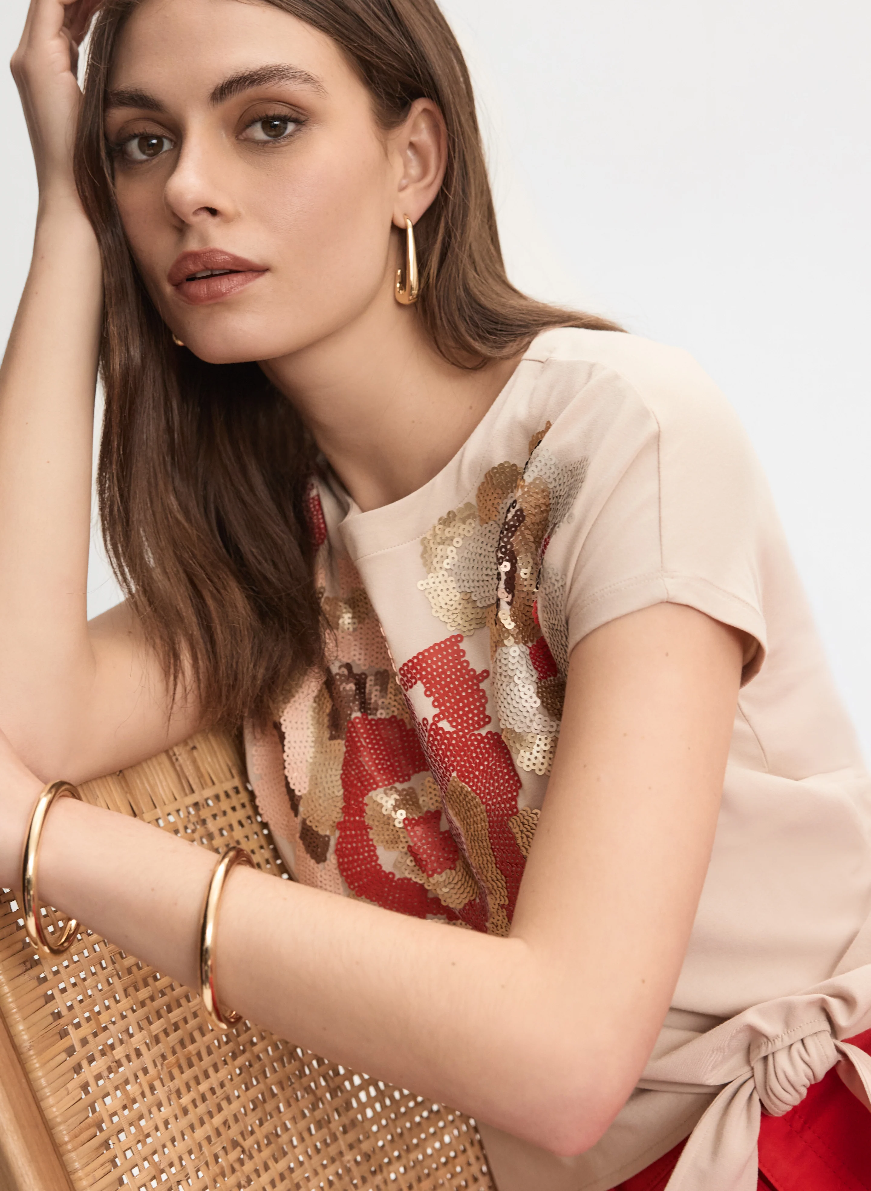 Sequined Floral T-Shirt - Image 2
