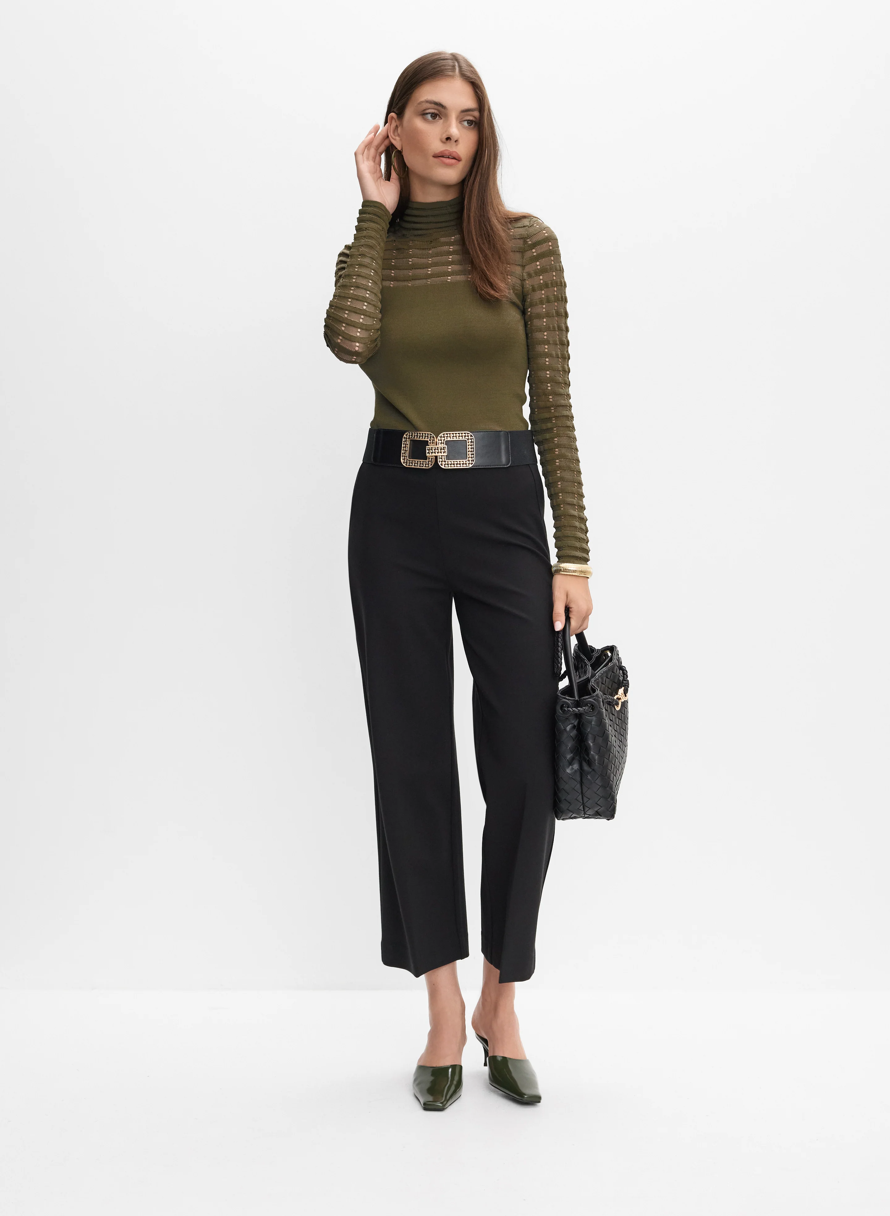 Sheer Striped Detail Sweater - Image 3