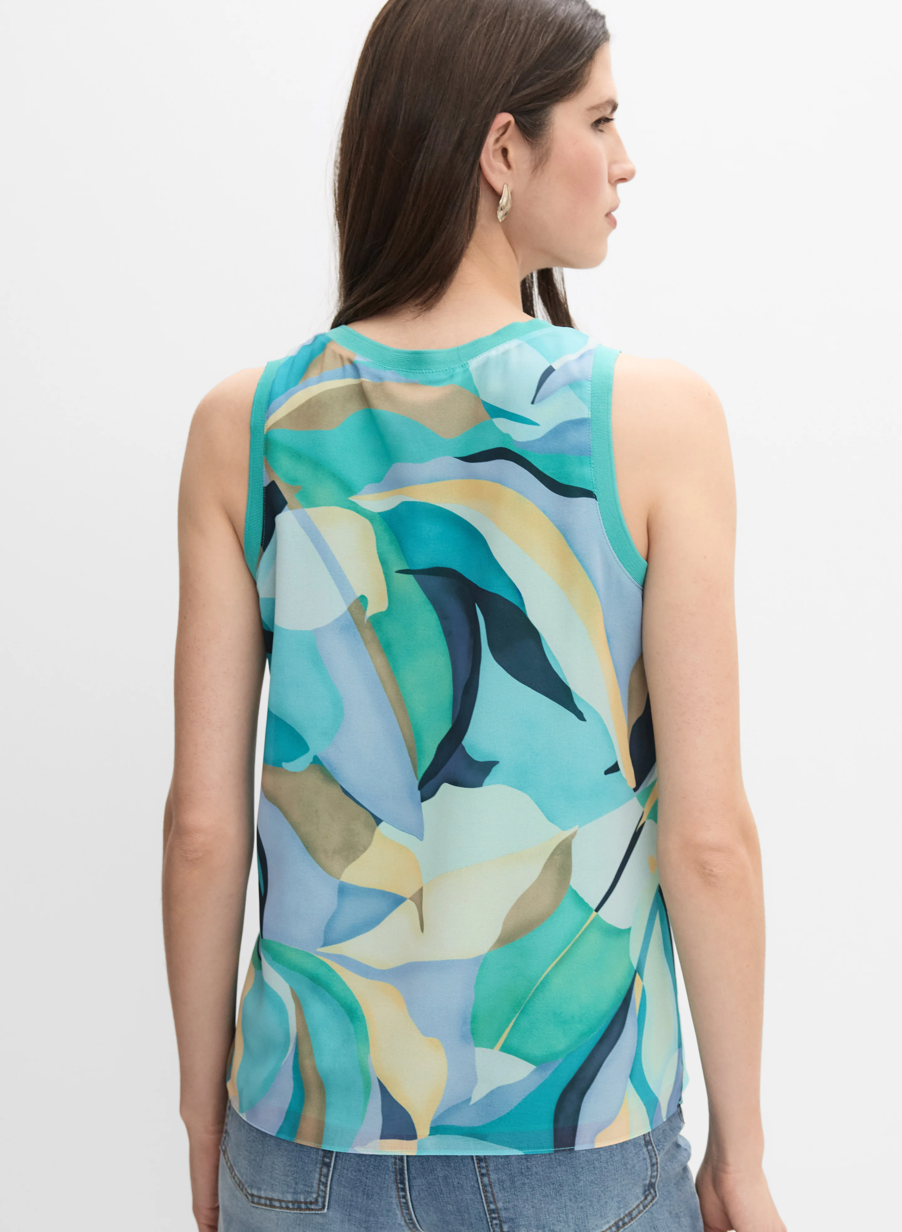 Sleeveless Leaf Print Blouse - Image 4