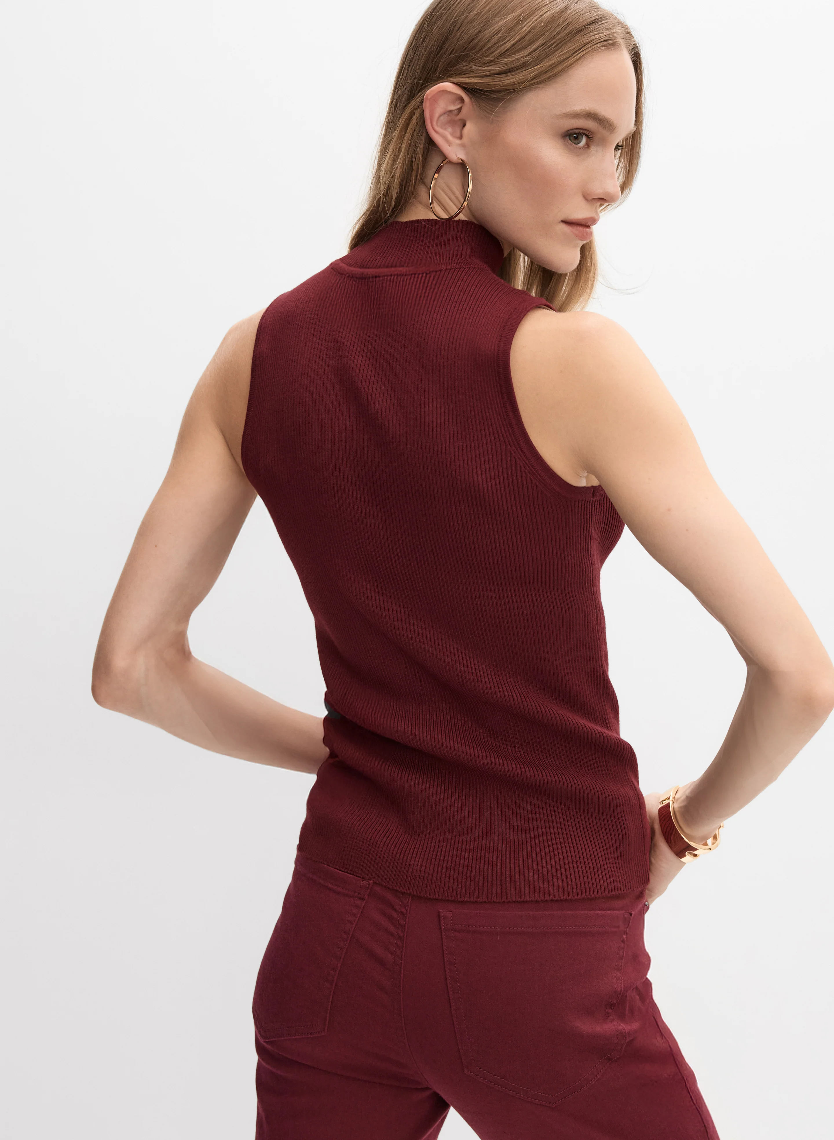 Sleeveless Mock Neck Sweater - Image 4