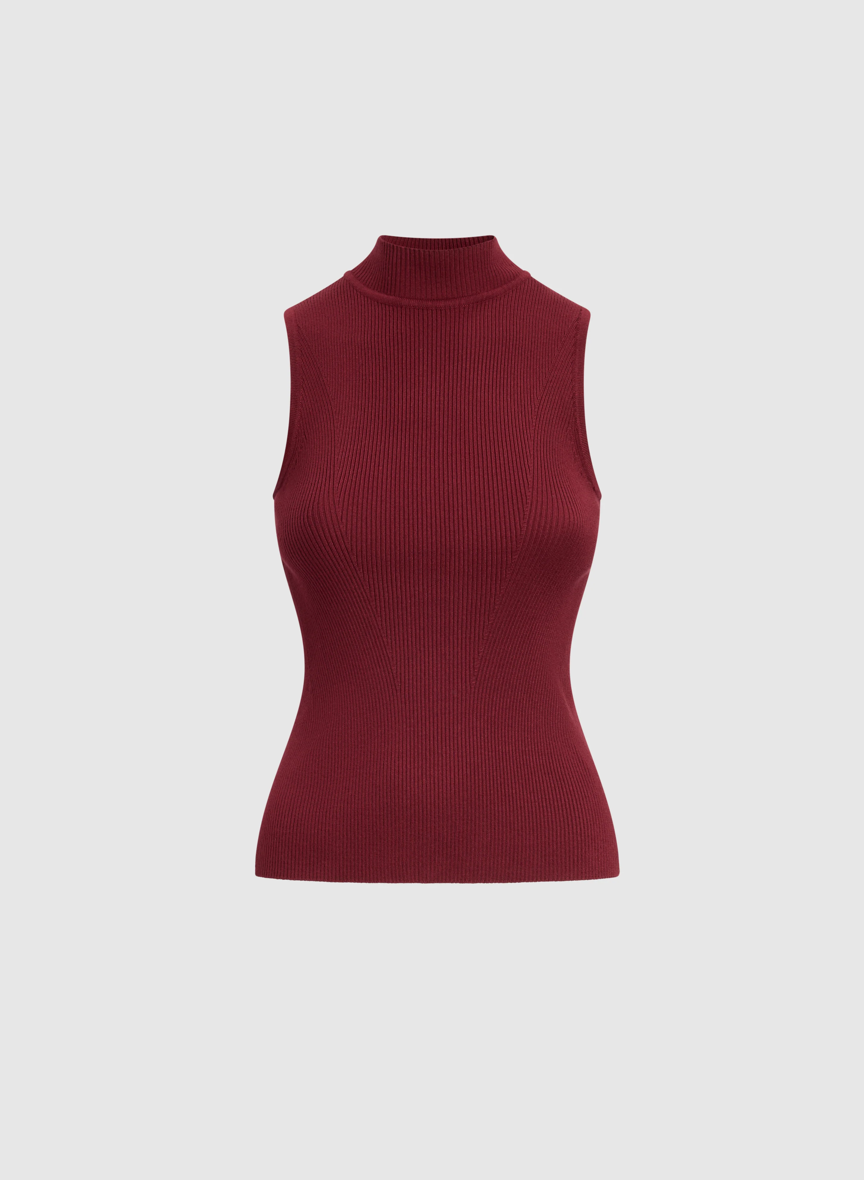 Sleeveless Mock Neck Sweater - Image 6