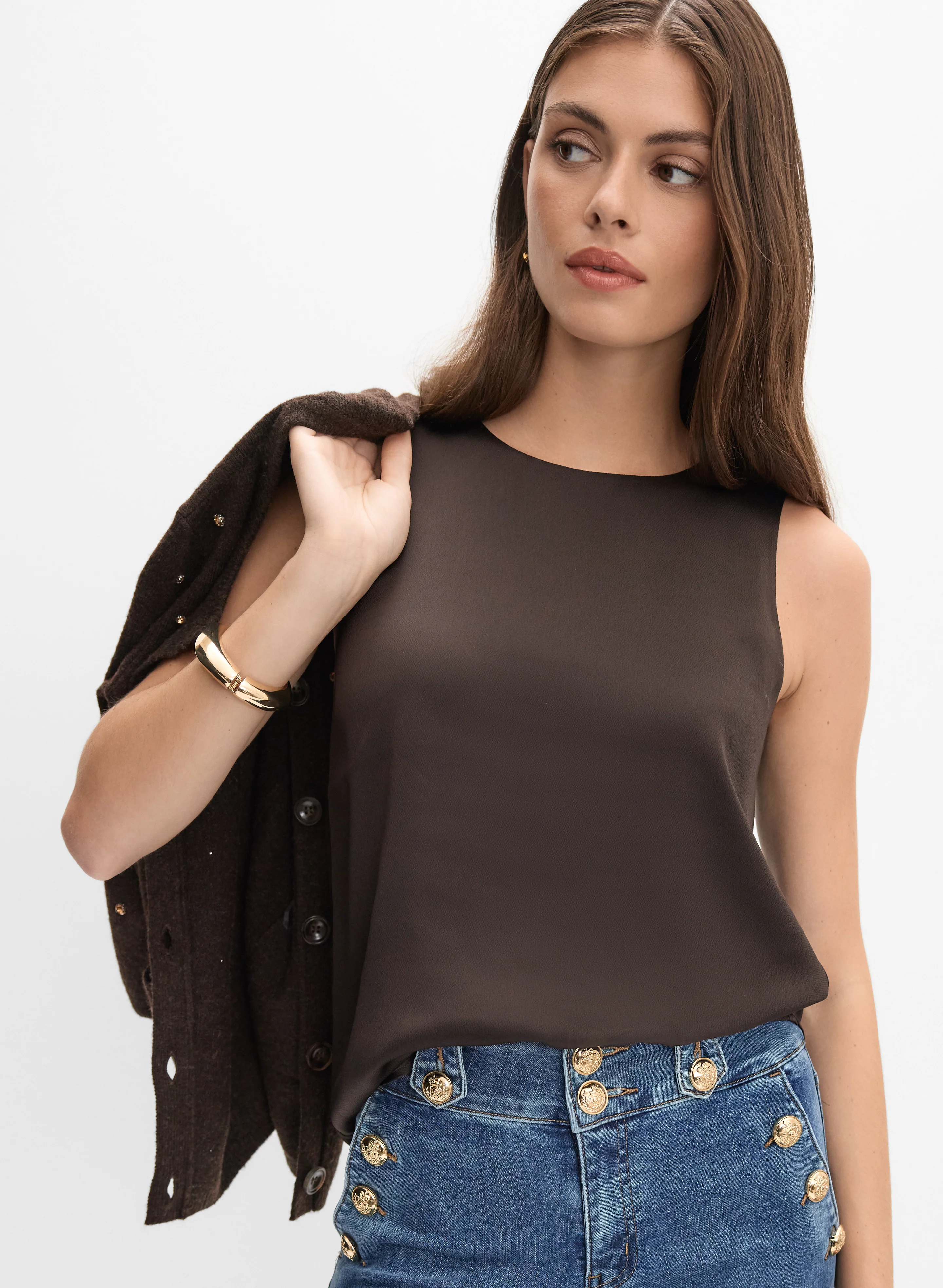 Sleeveless Satin Blouse