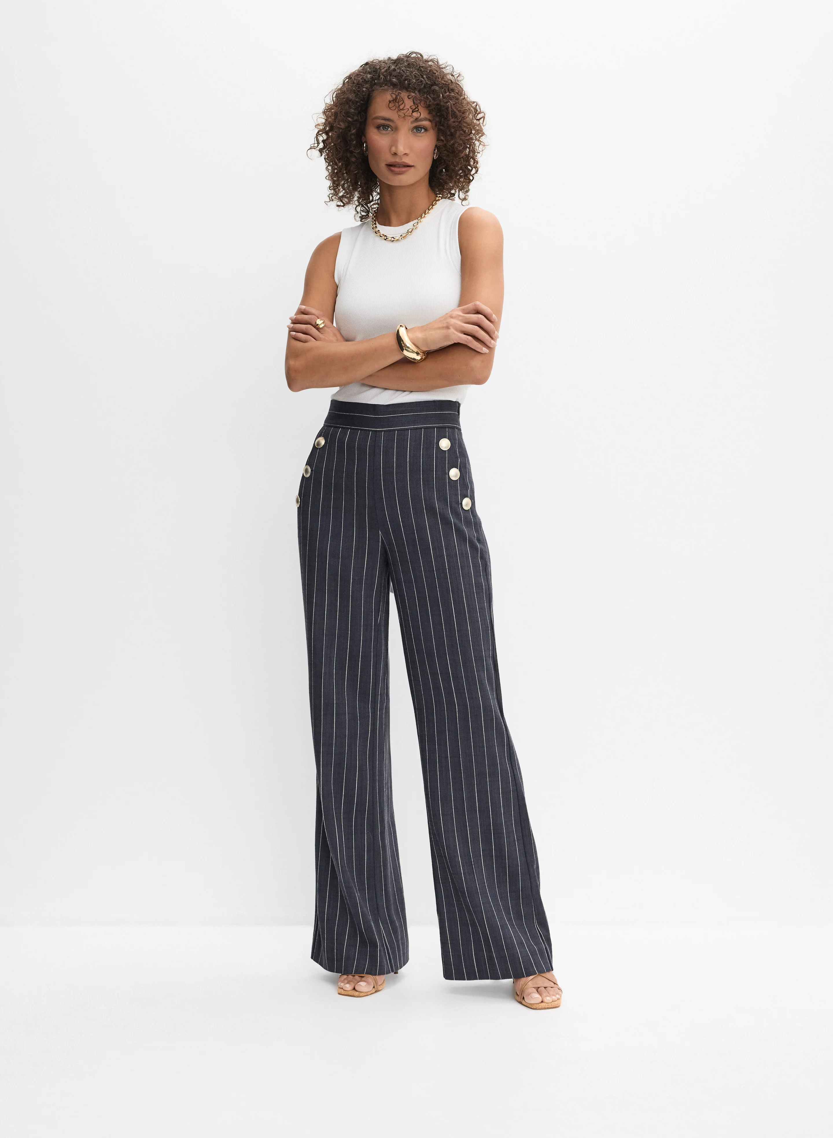 Soho Pinstripe Wide-Leg Pants - Image 9
