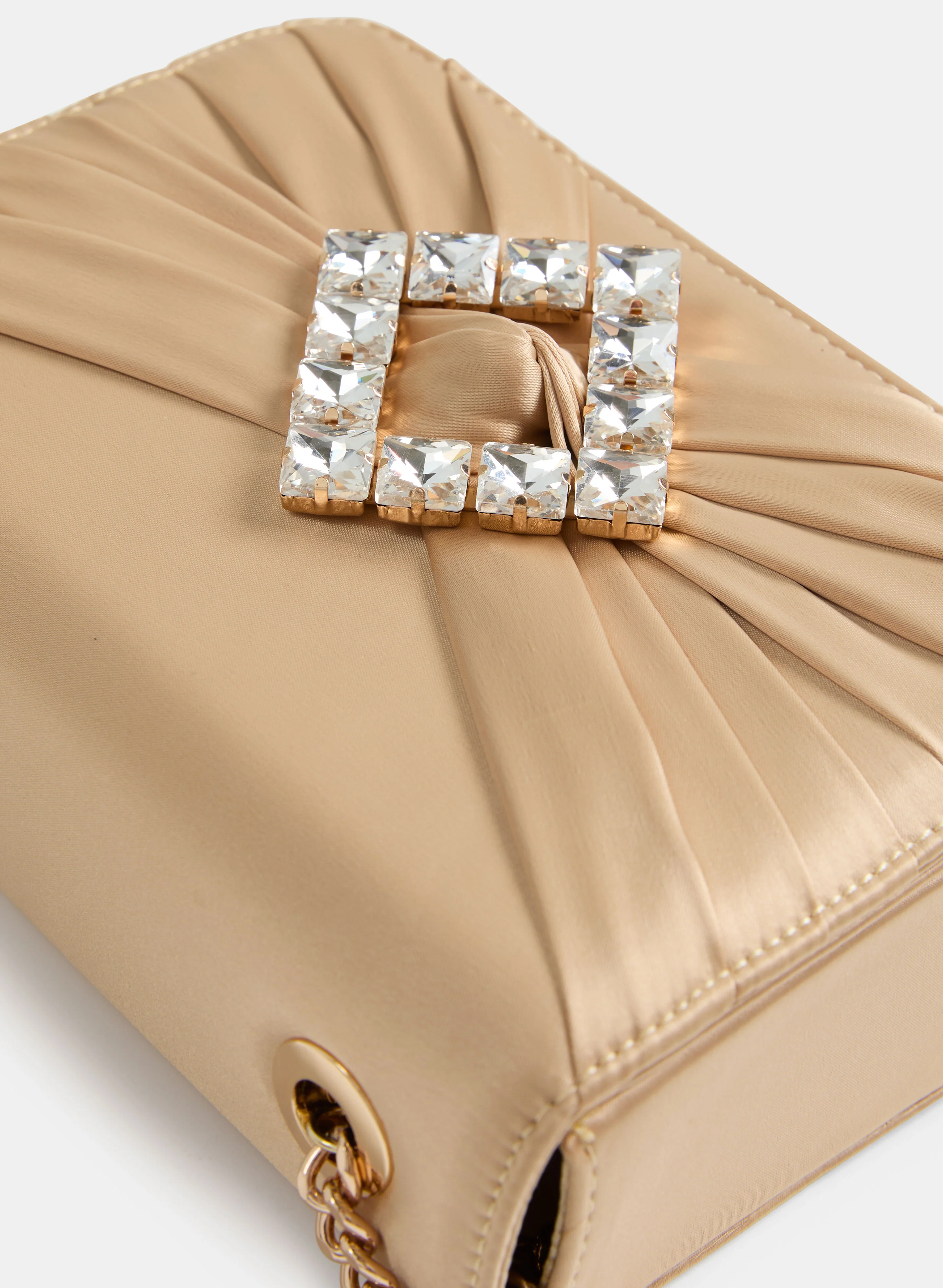 Stone Embellished Satin Clutch - Image 2