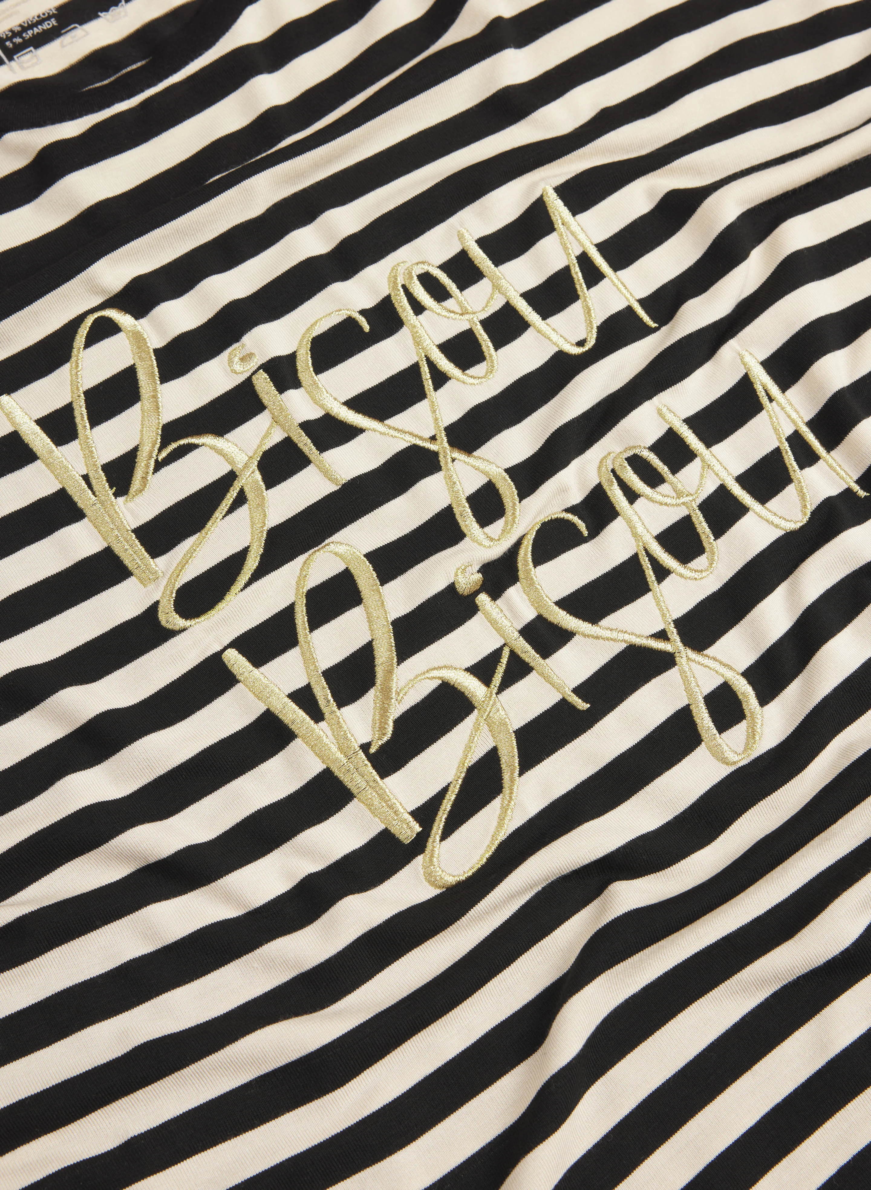 Stripe Embroidered Script T-Shirt - Image 7