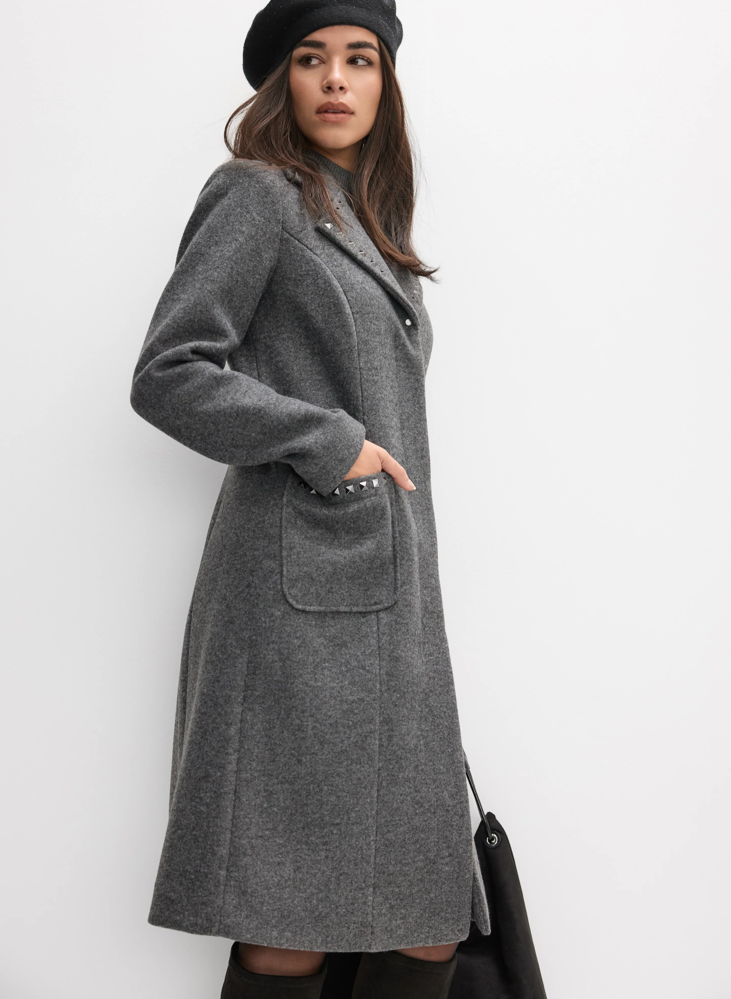 Studded Stretch Wool-Blend Coat - Image 8