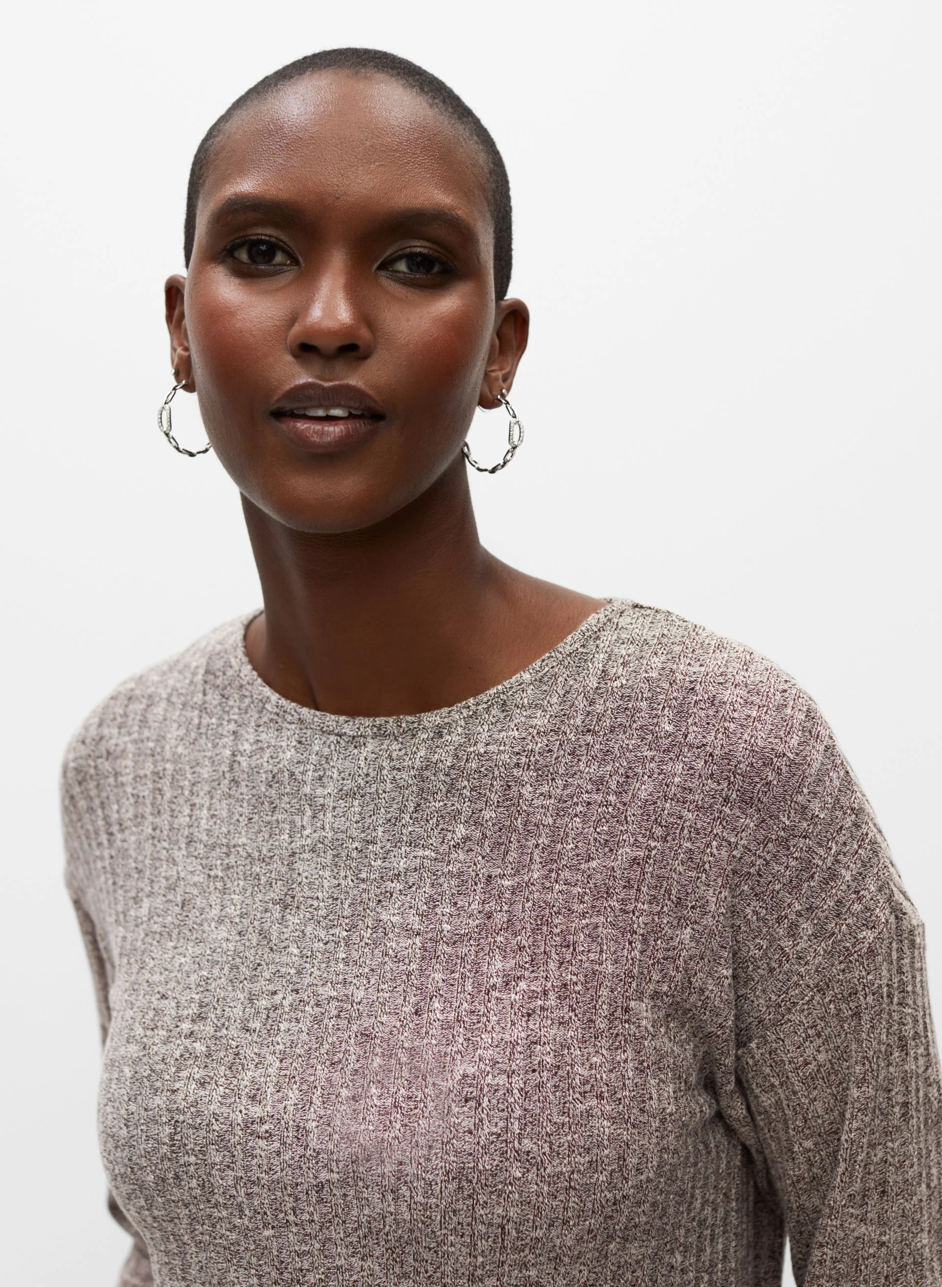 Tie Front Melange Knit Top - Image 3