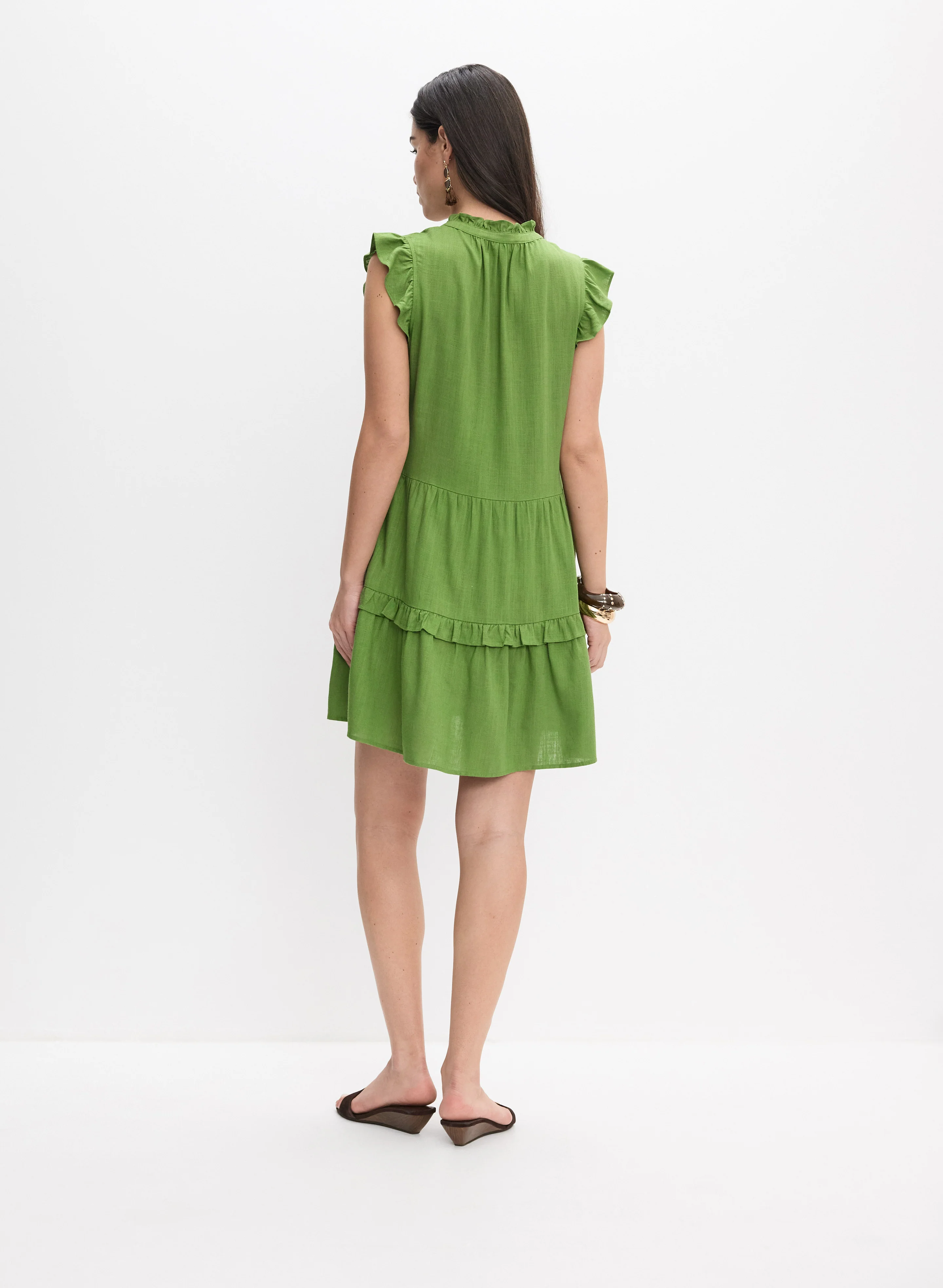Tiered Linen-Blend Dress - Image 3