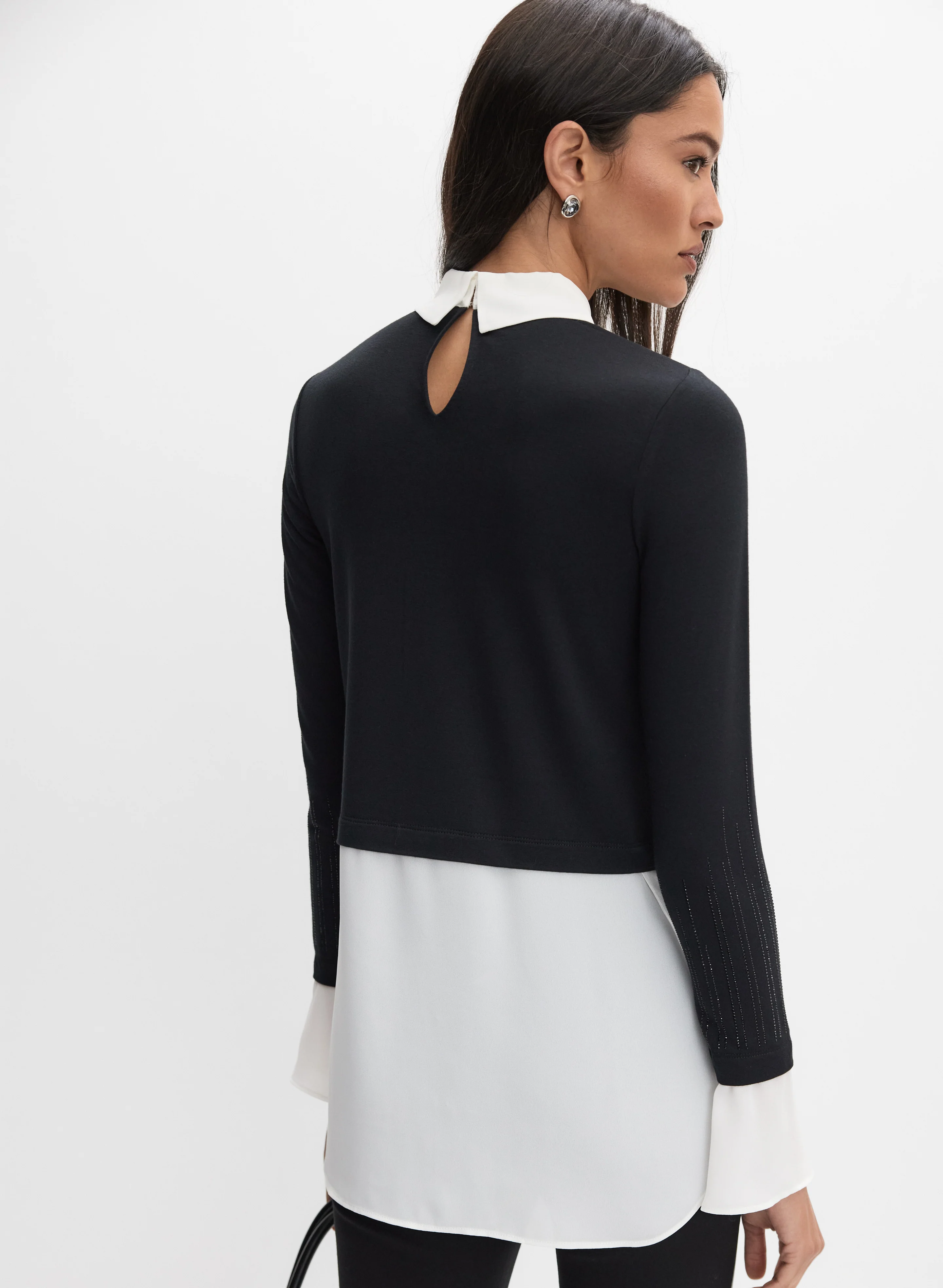 Tonal Embellished Illusion Top - Image 4