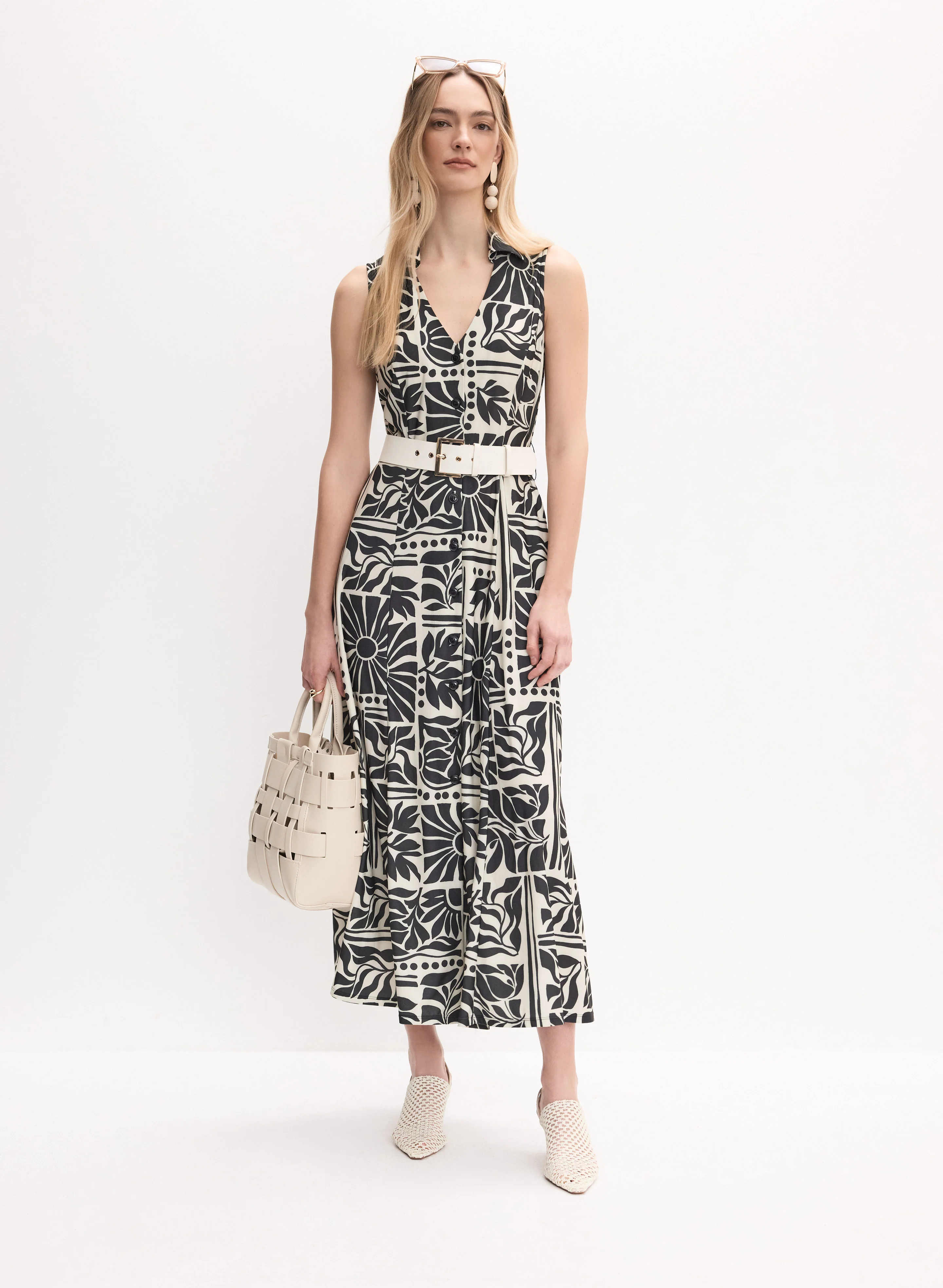 Tropical Print Shirt Dress
