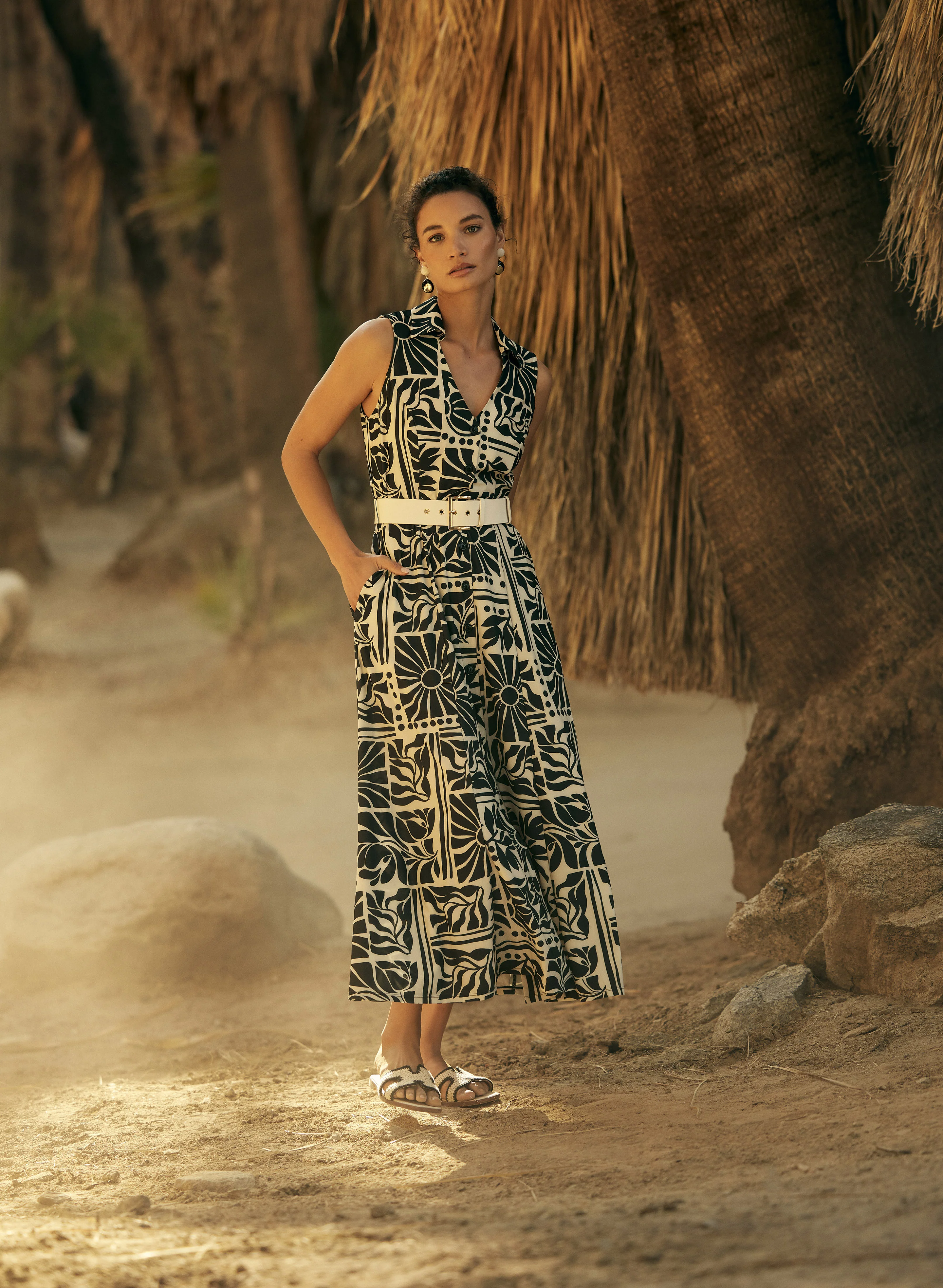 Tropical Print Shirt Dress - Image 3