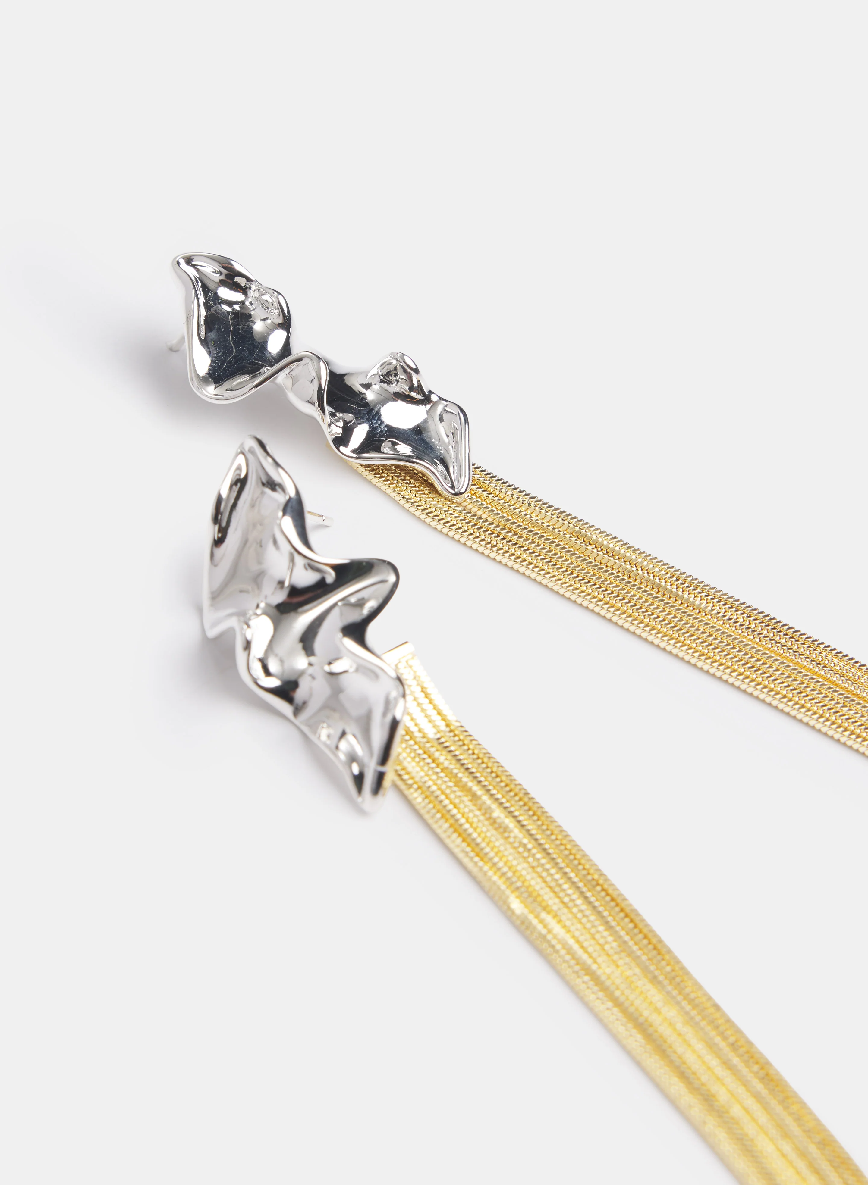 Two-Tone Chain Cascade Earrings - Image 3