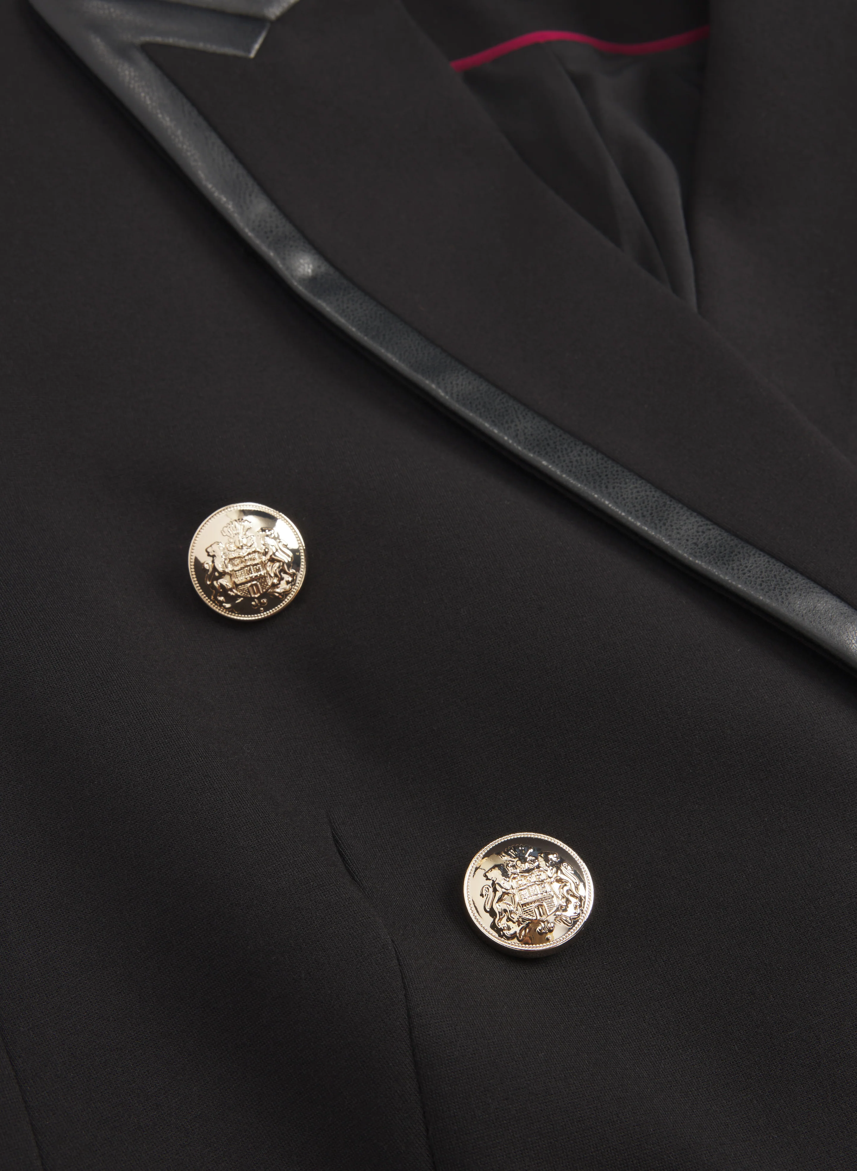 Vegan Leather Trim Blazer - Image 7