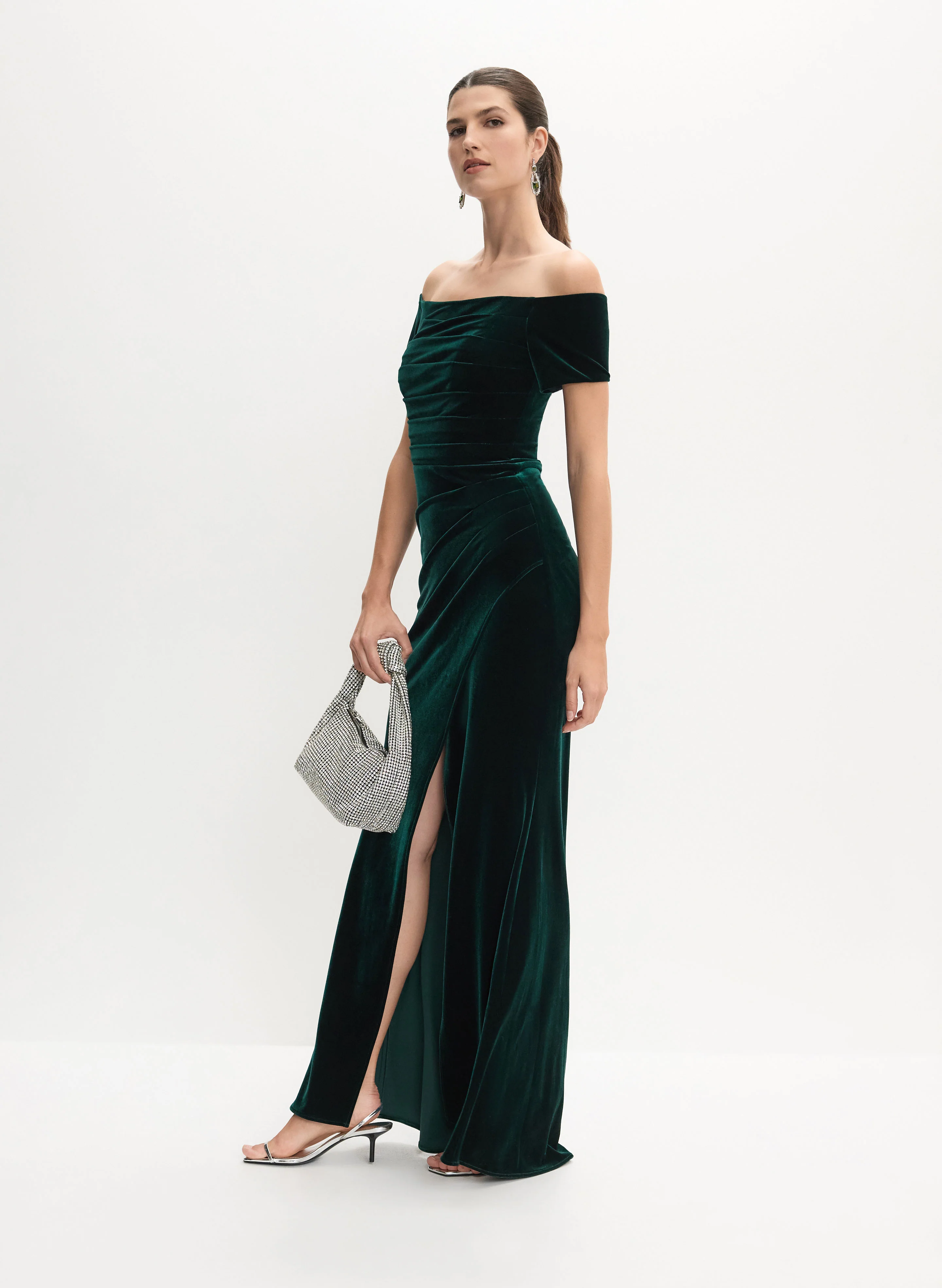 Velvet Bardot Dress - Image 3