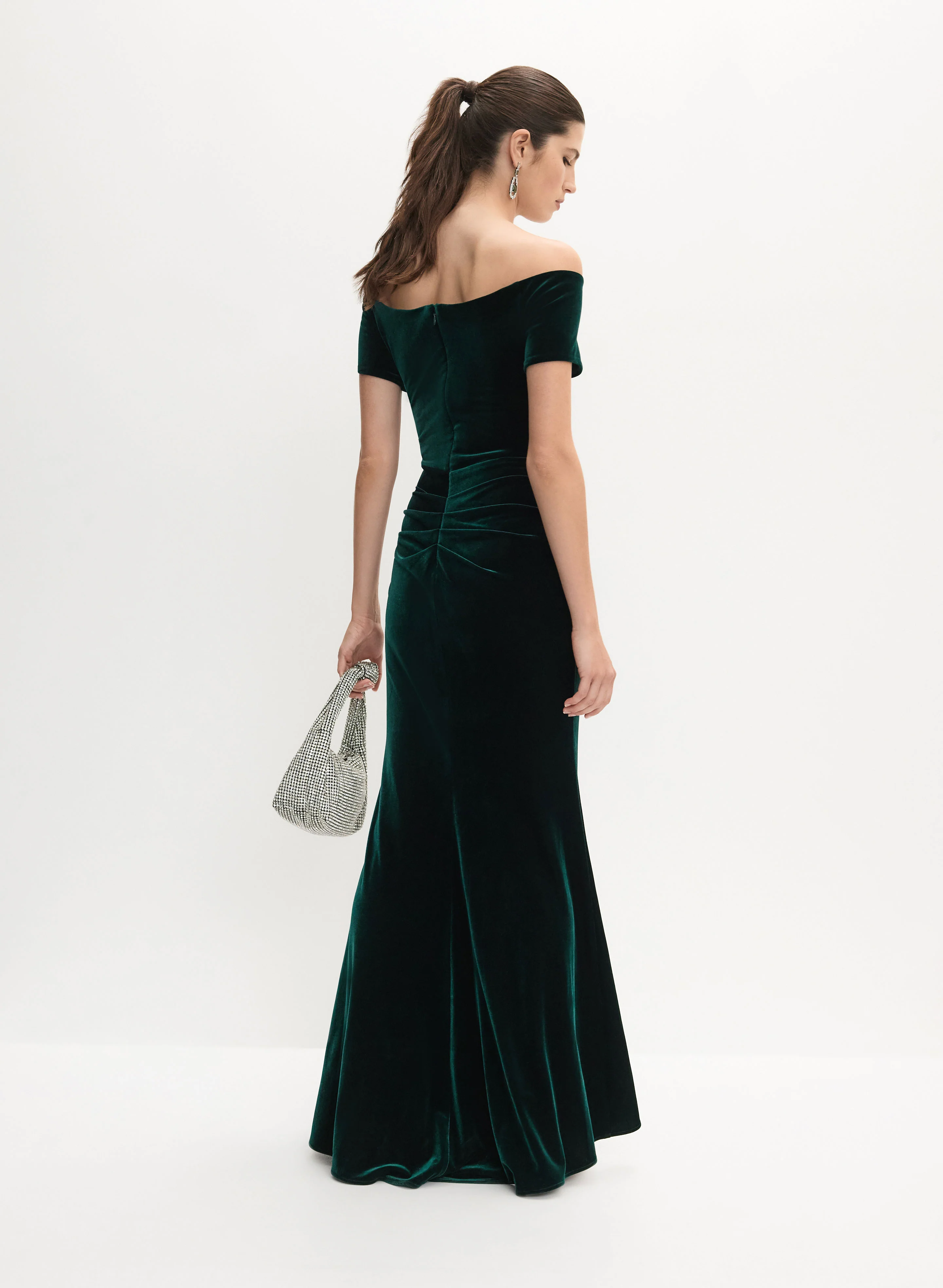 Velvet Bardot Dress - Image 4