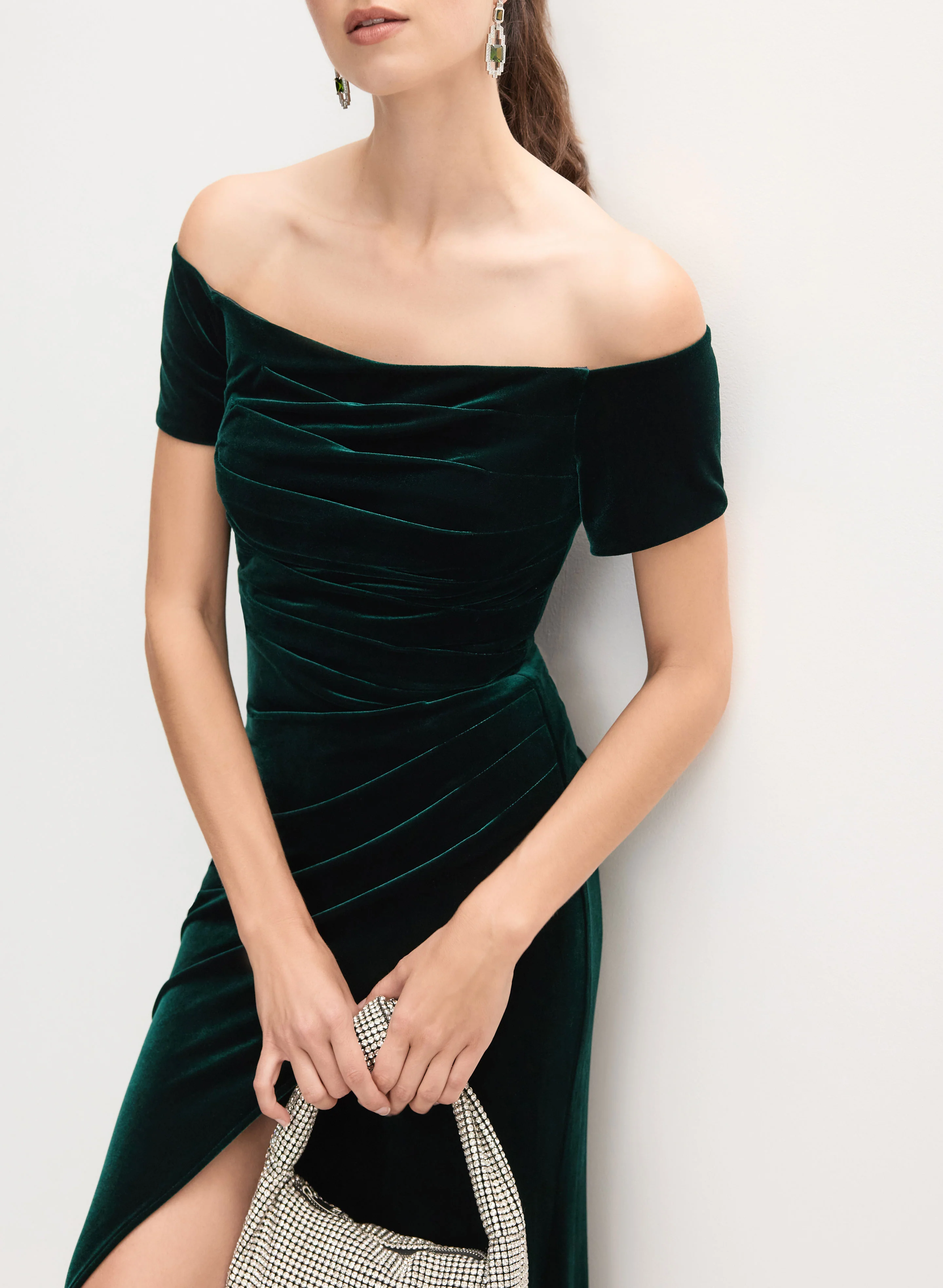 Velvet Bardot Dress - Image 5